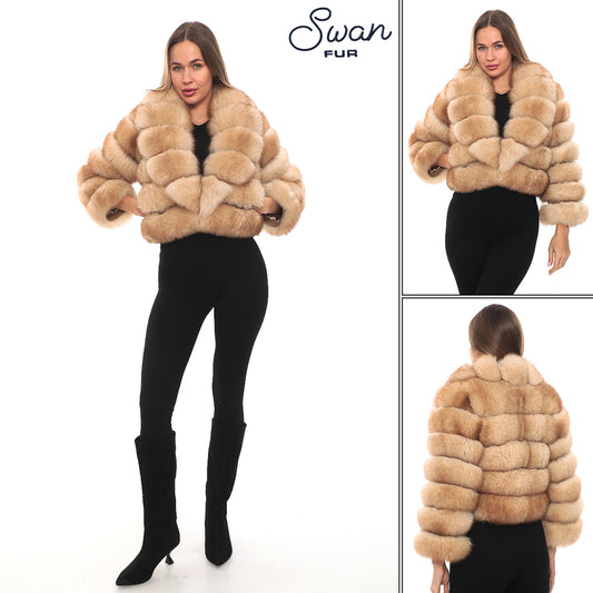 Luxury Fox Fur Crop Jacket – Golden
