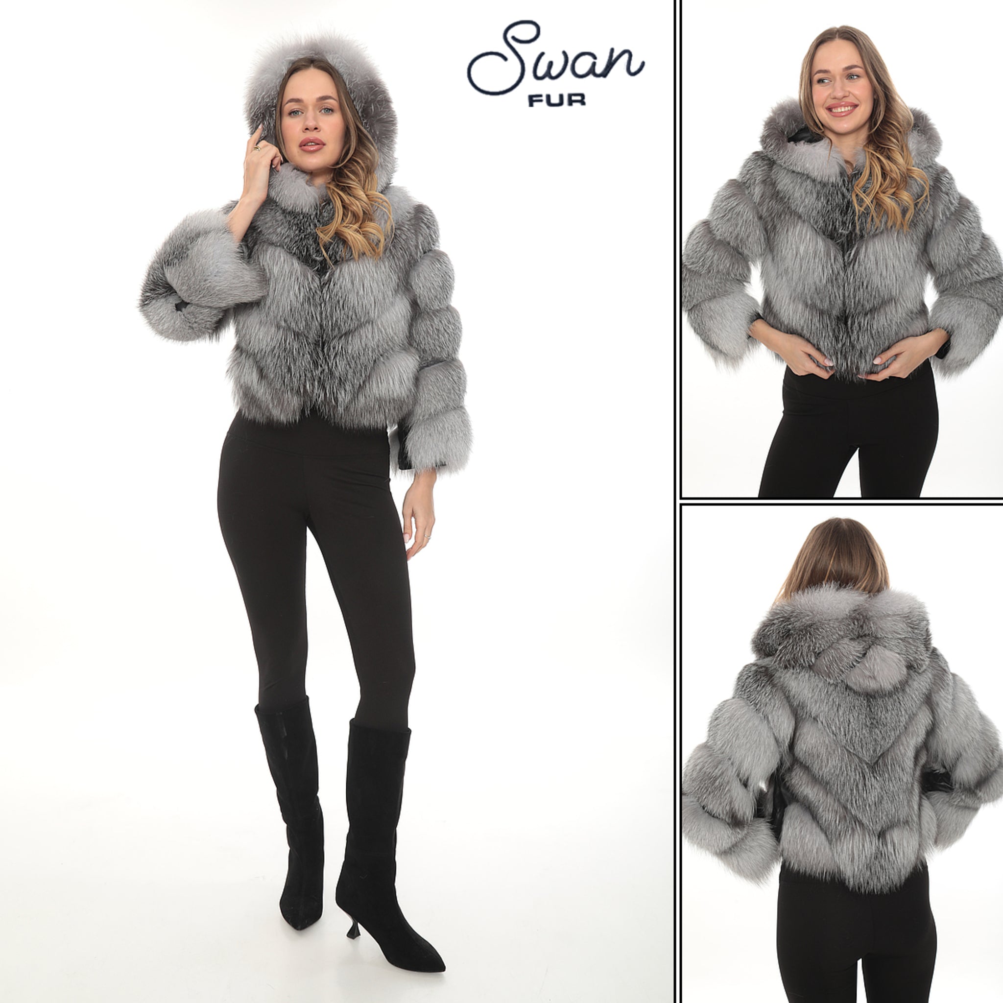 Frost Silver Fox Fur Hooded Jacket