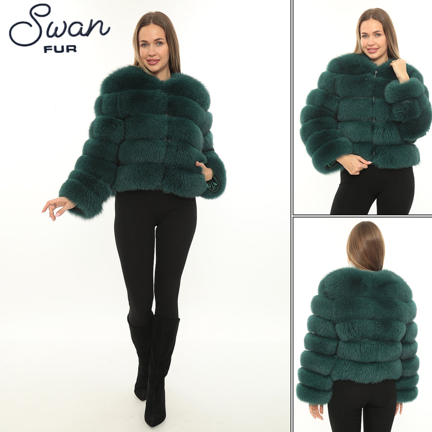 Green Natural Fox Fur Jacket – Swan Fur