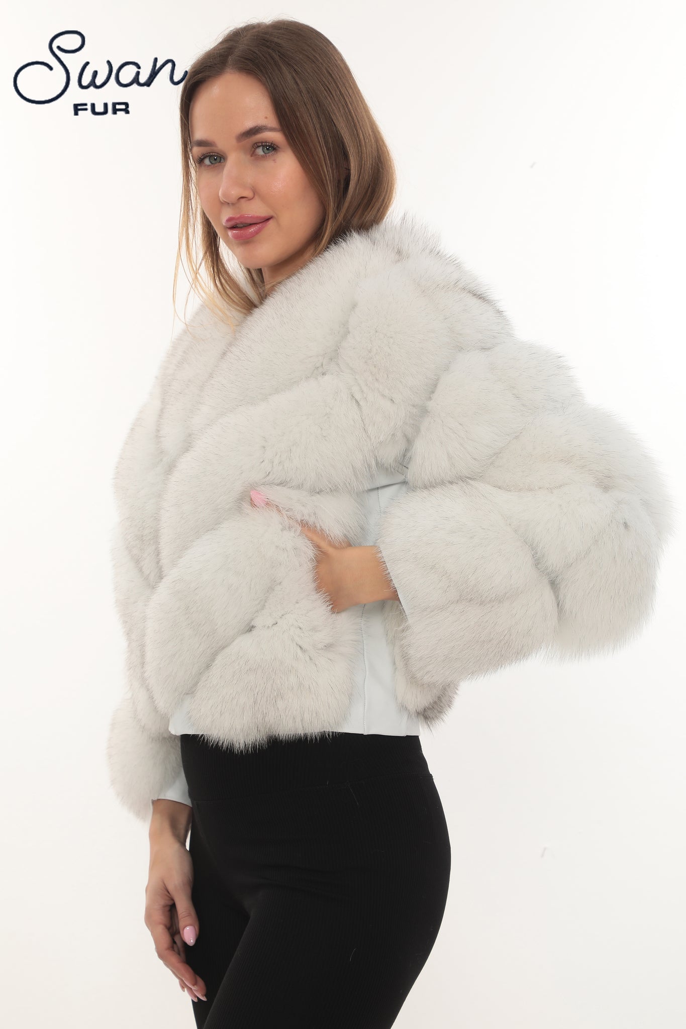 Natural Fox Fur Hooded Coat