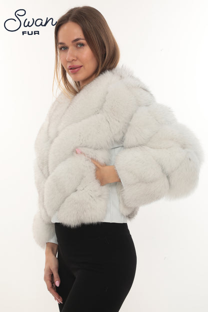 Natural Fox Fur Hooded Coat