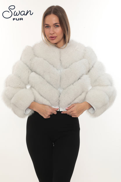 Natural Fox Fur Hooded Coat