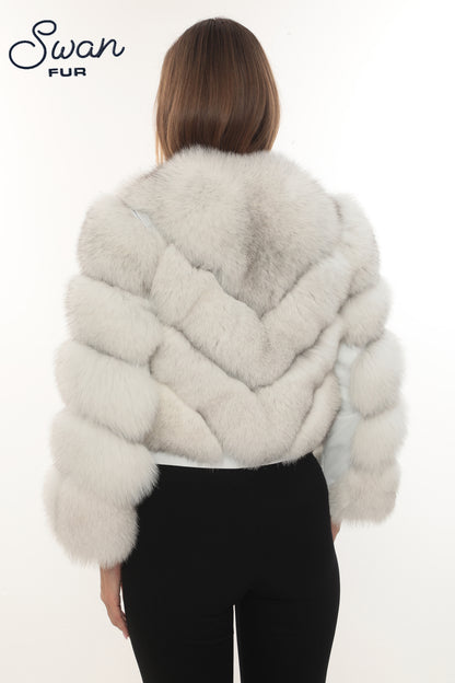 Natural Fox Fur Hooded Coat