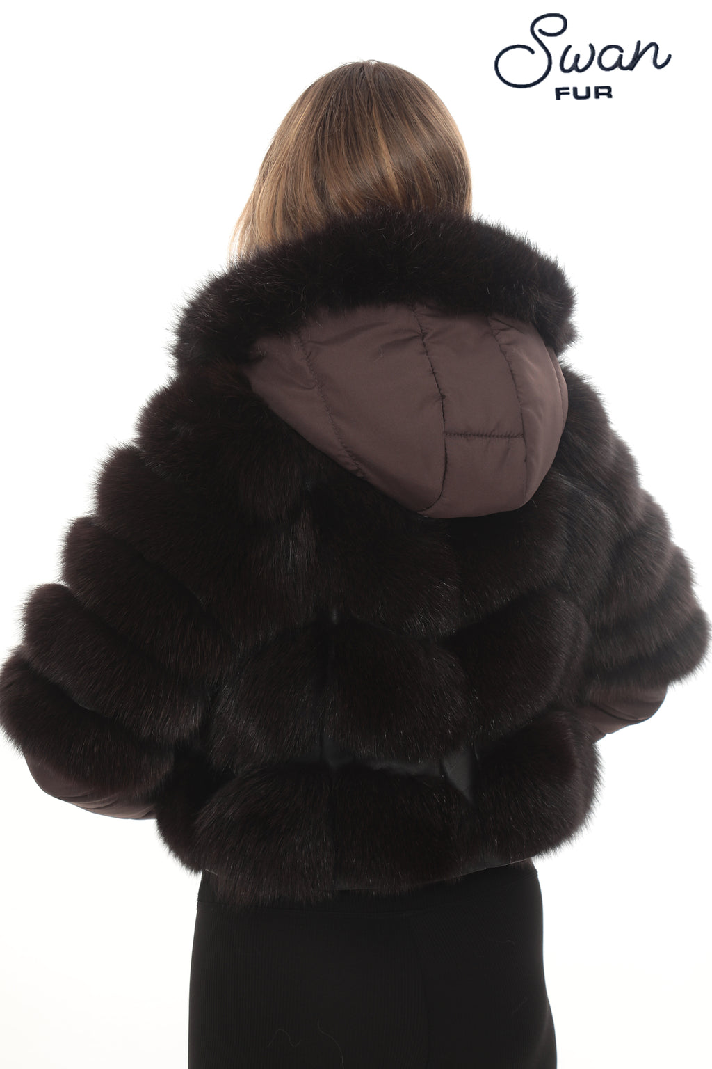Brown Fox Fur Hooded Jacket