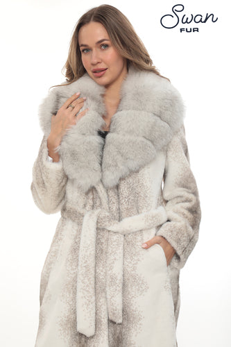 Alcantara Coat with Natural Fox Fur Collar | Luxury Women's Winter Coat
