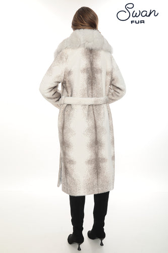 Alcantara Coat with Natural Fox Fur Collar | Luxury Women's Winter Coat