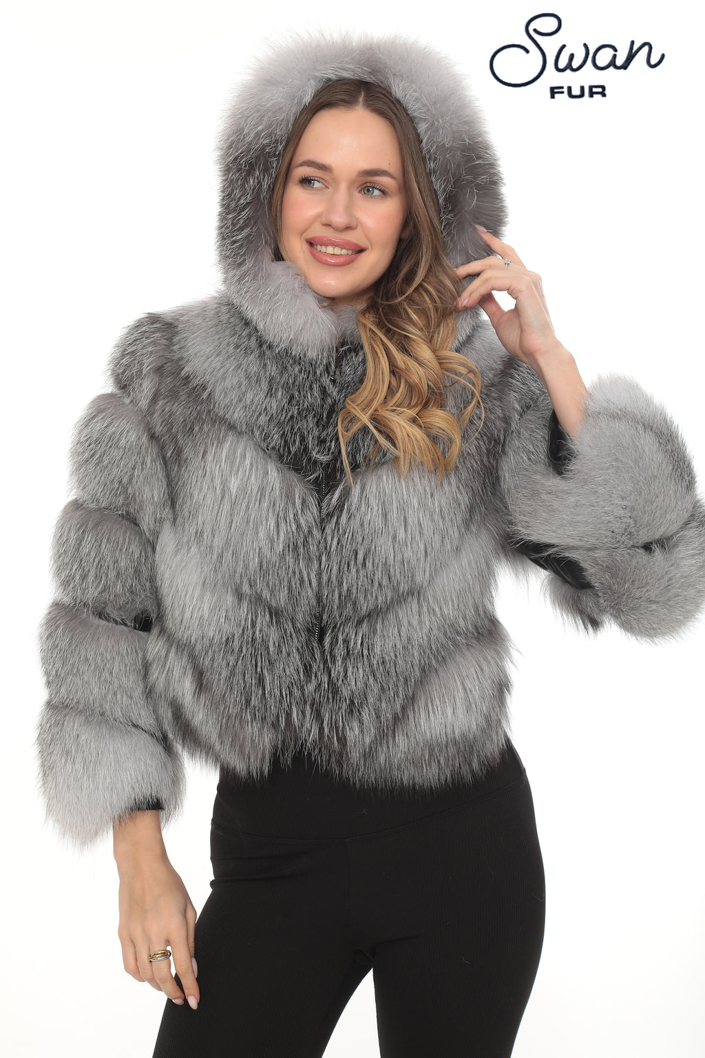 Frost Silver Fox Fur Hooded Jacket