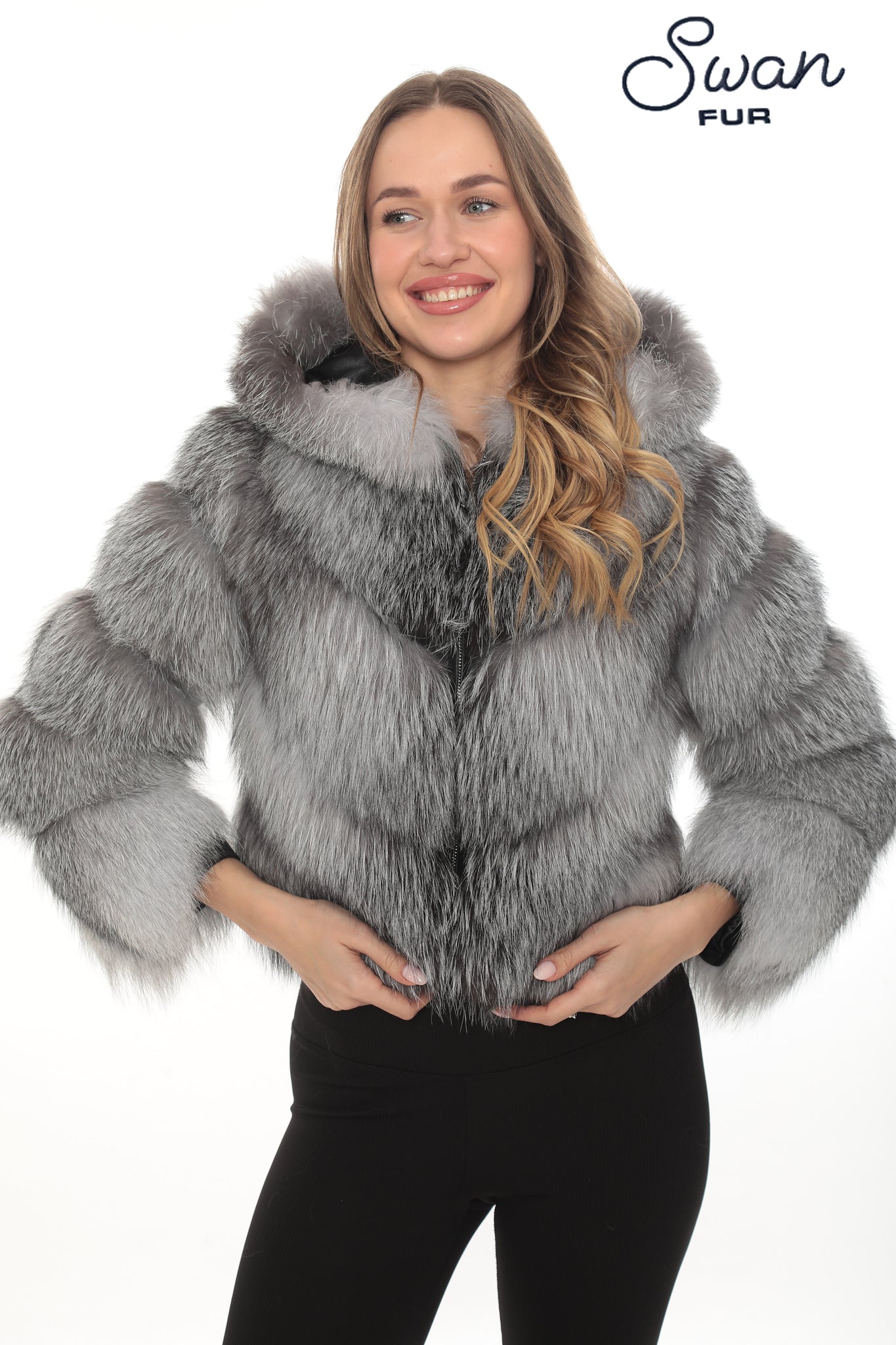 Frost Silver Fox Fur Hooded Jacket