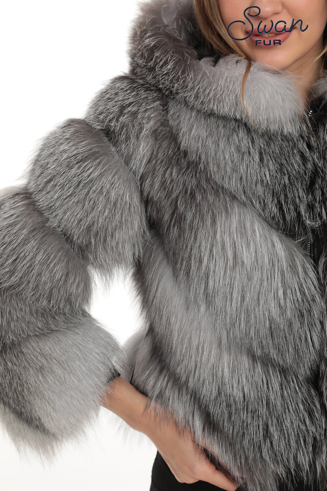 Frost Silver Fox Fur Hooded Jacket