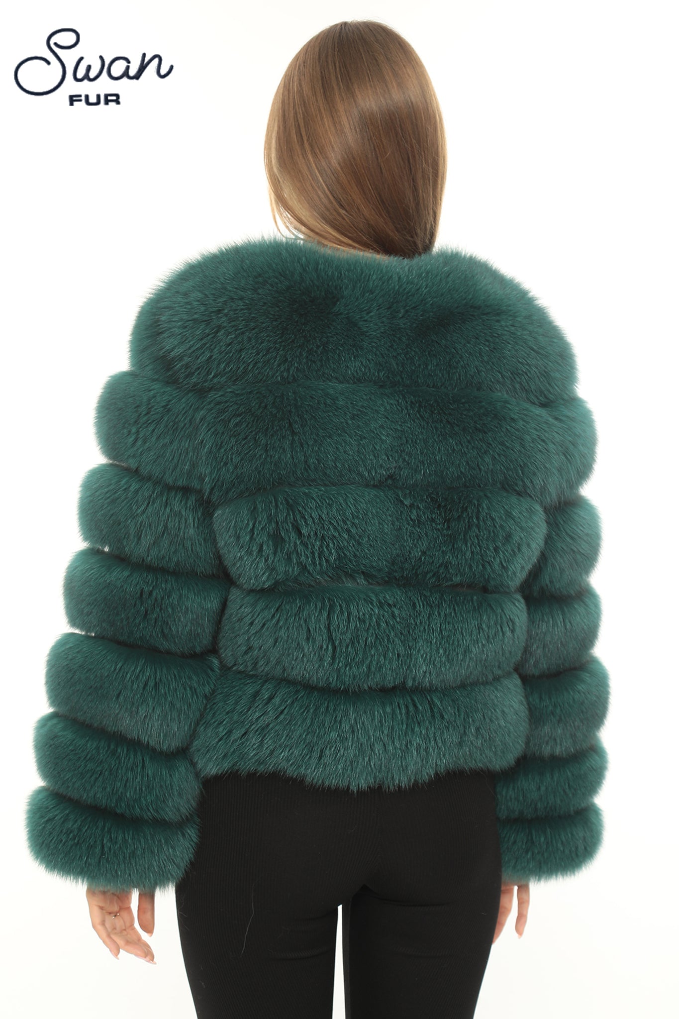 Green Natural Fox Fur Jacket – Swan Fur