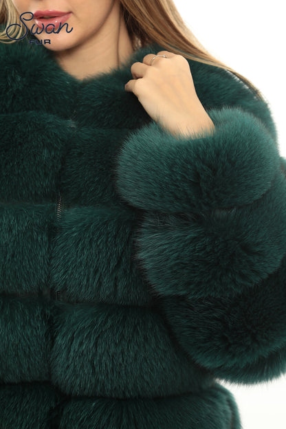 Green Natural Fox Fur Jacket – Swan Fur