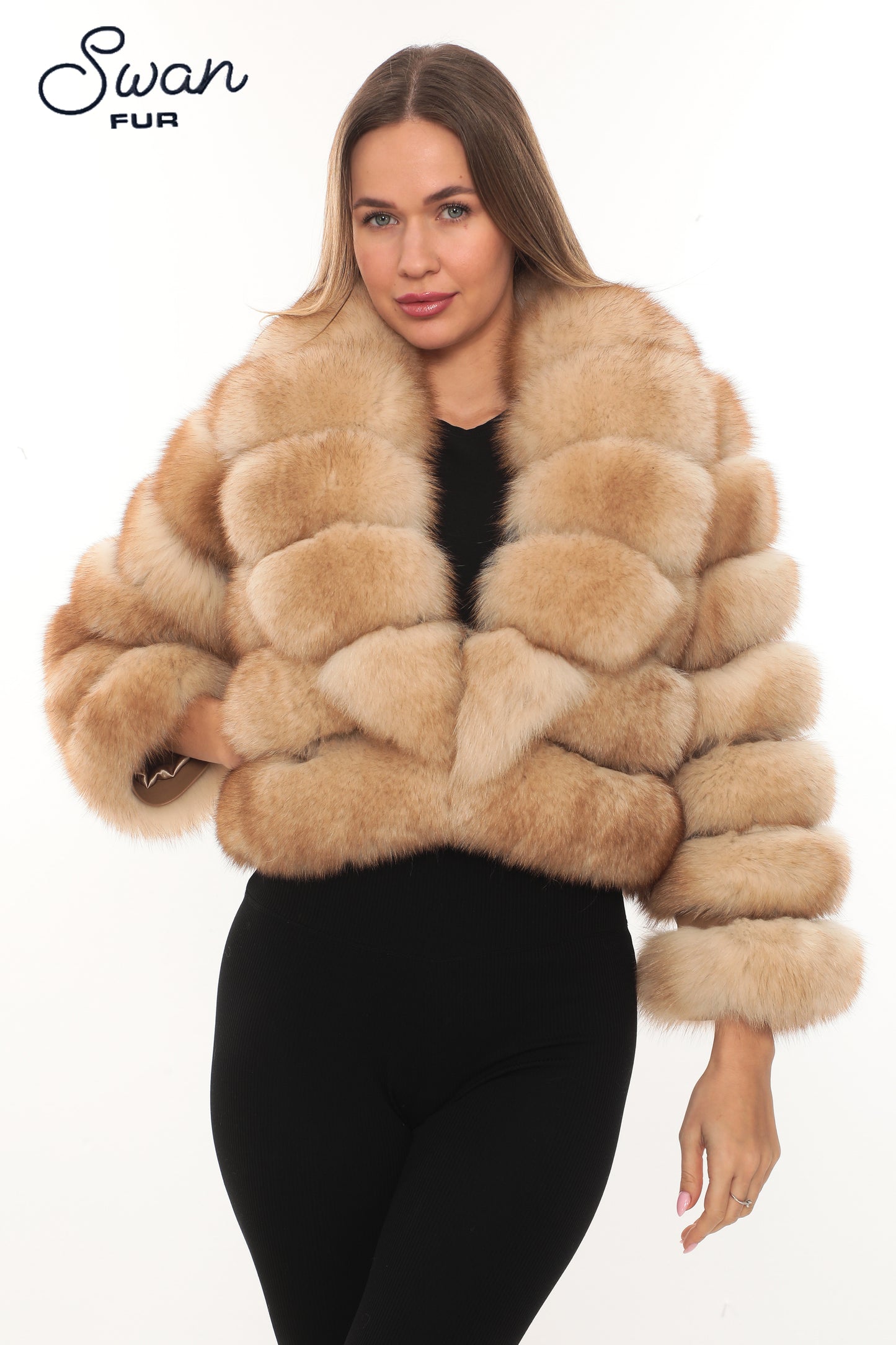 Luxury Fox Fur Crop Jacket – Golden