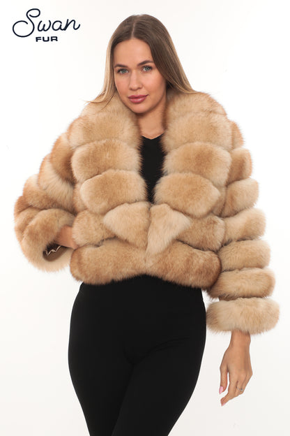 Luxury Fox Fur Crop Jacket – Golden