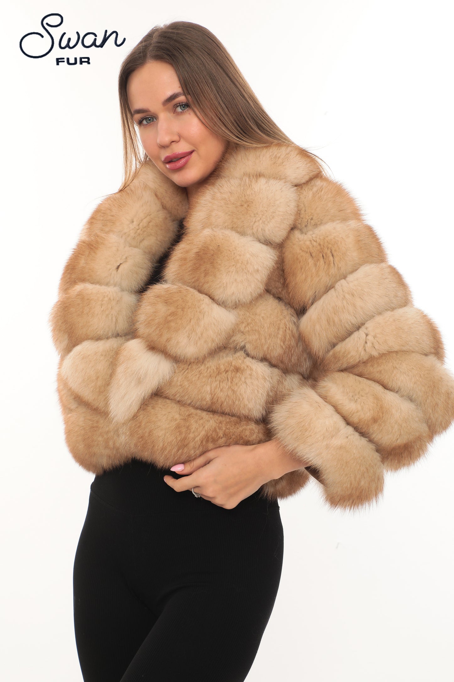Luxury Fox Fur Crop Jacket – Golden
