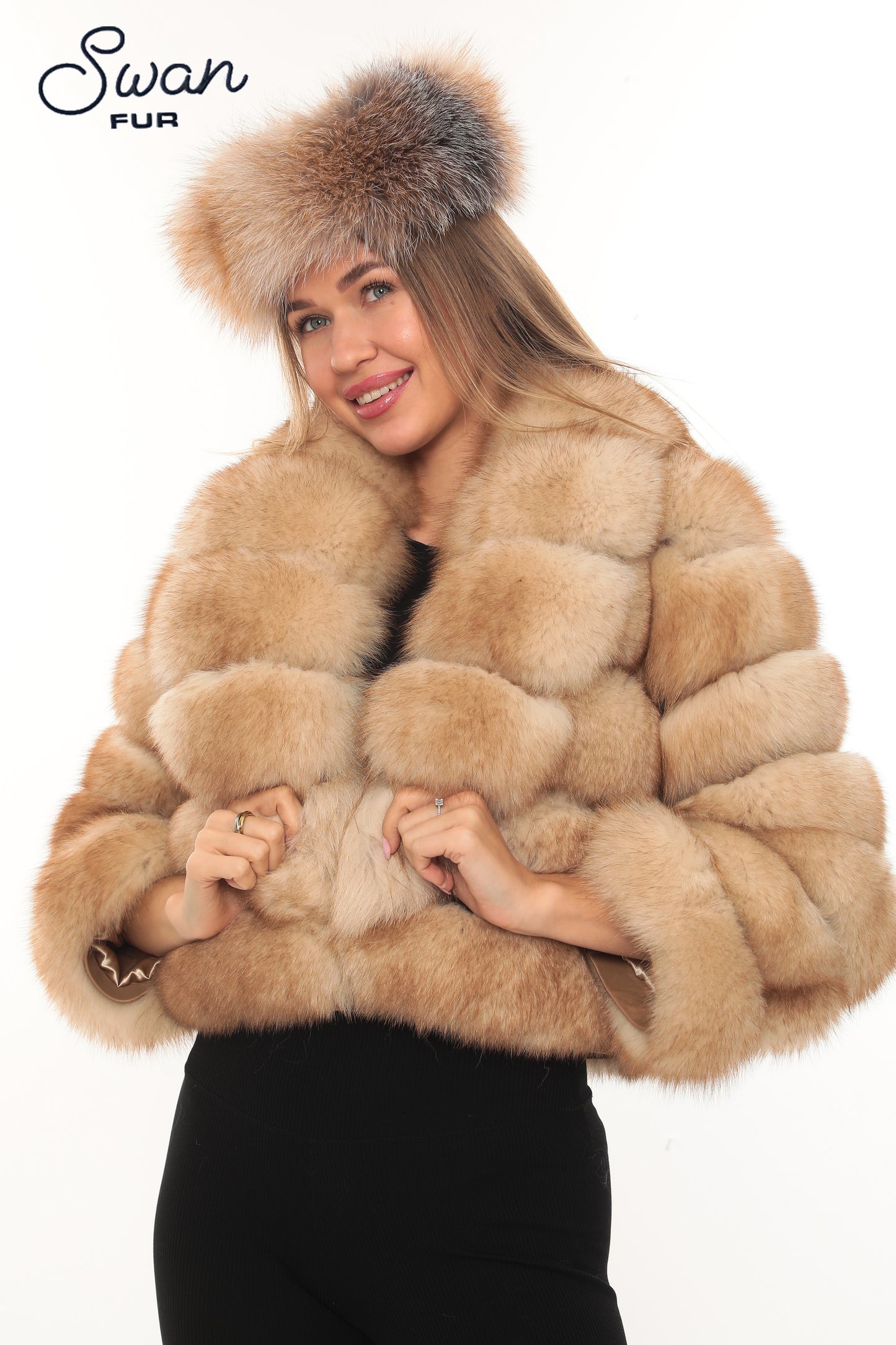 Luxury Fox Fur Crop Jacket – Golden