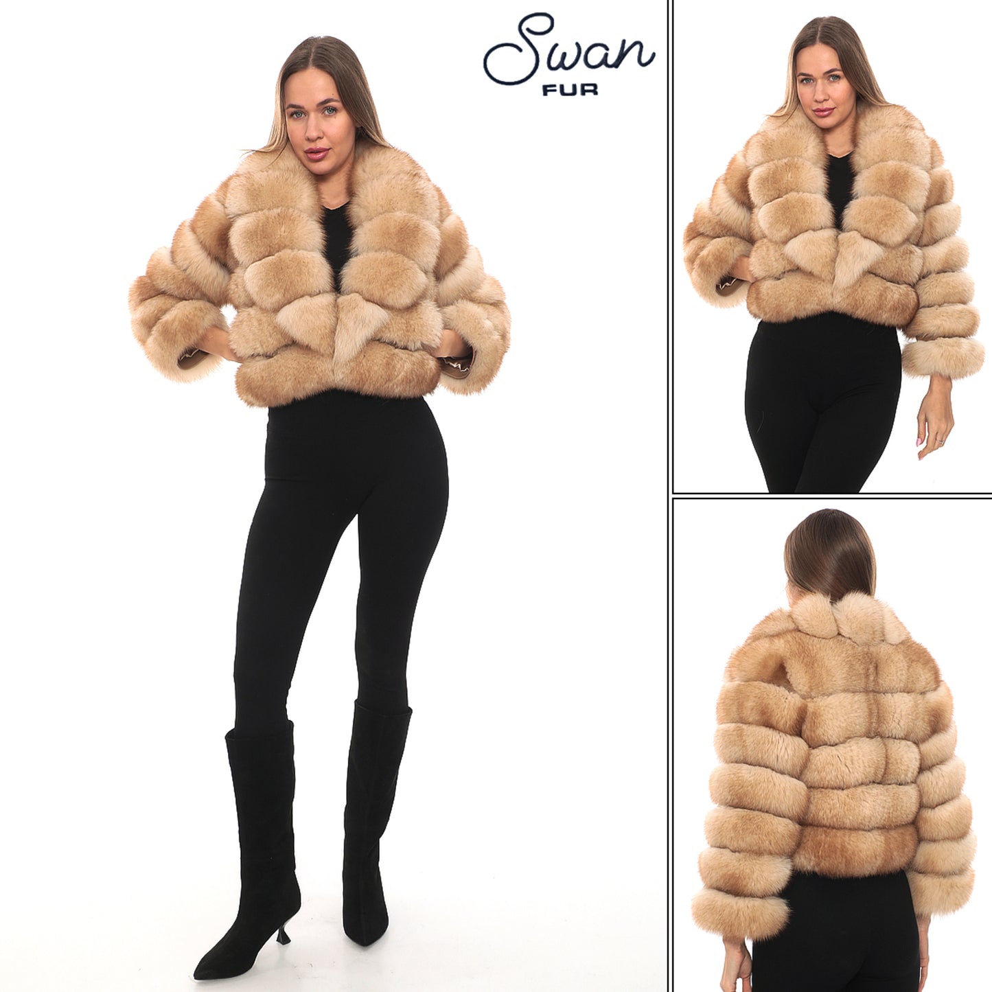 Luxury Fox Fur Crop Jacket – Golden