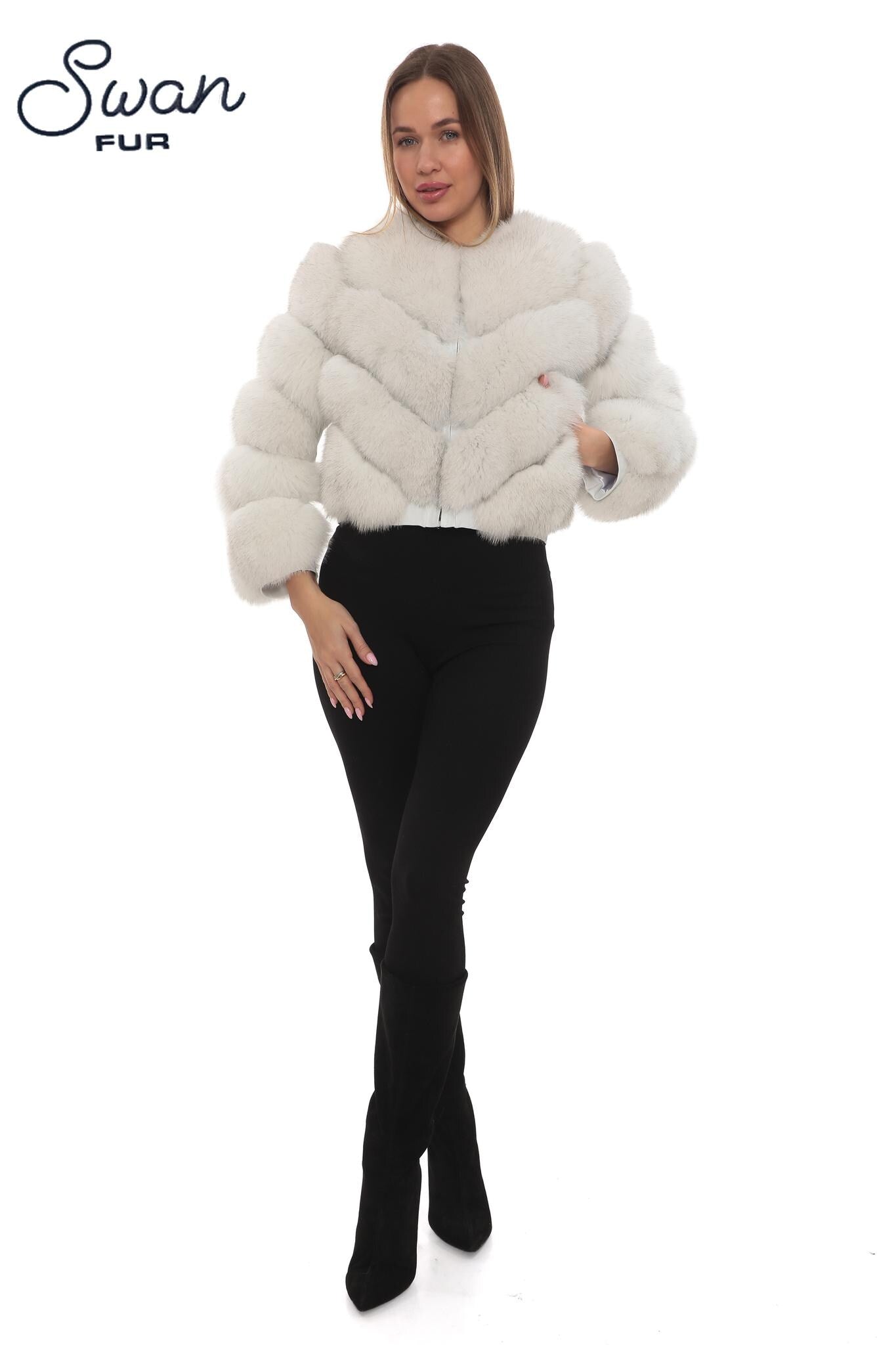 Natural Fox Fur Hooded Coat