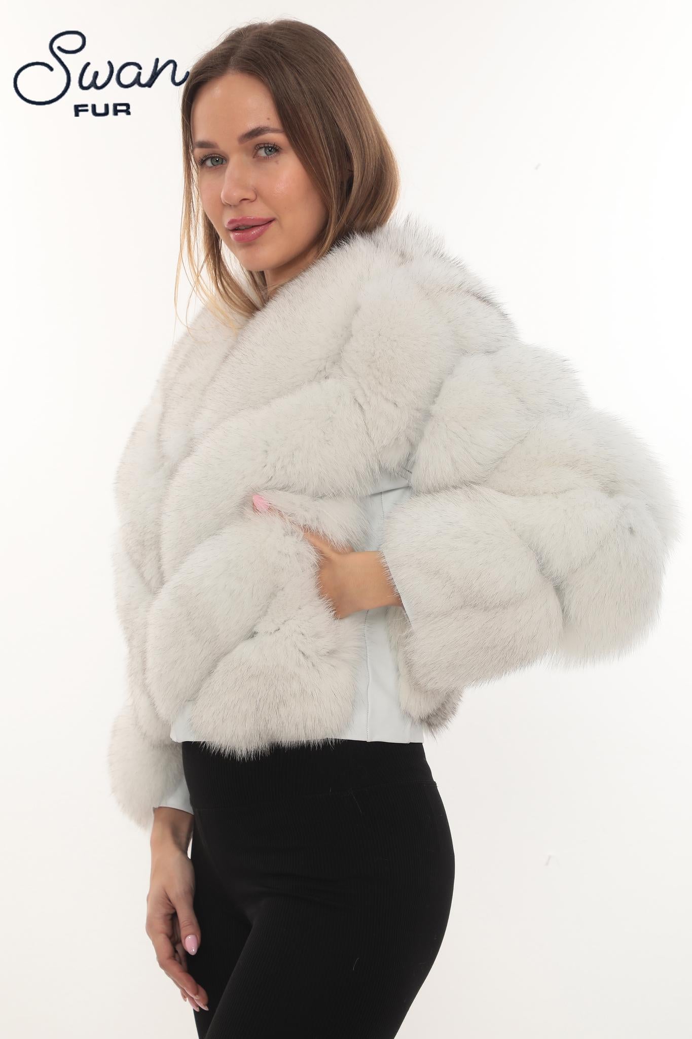 Natural Fox Fur Hooded Coat