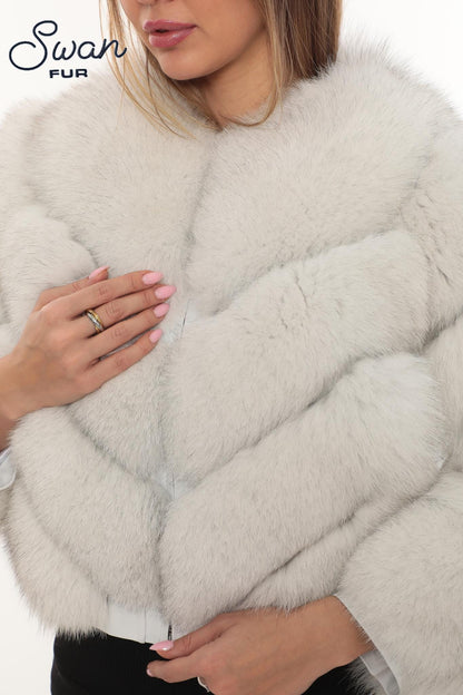 Natural Fox Fur Hooded Coat