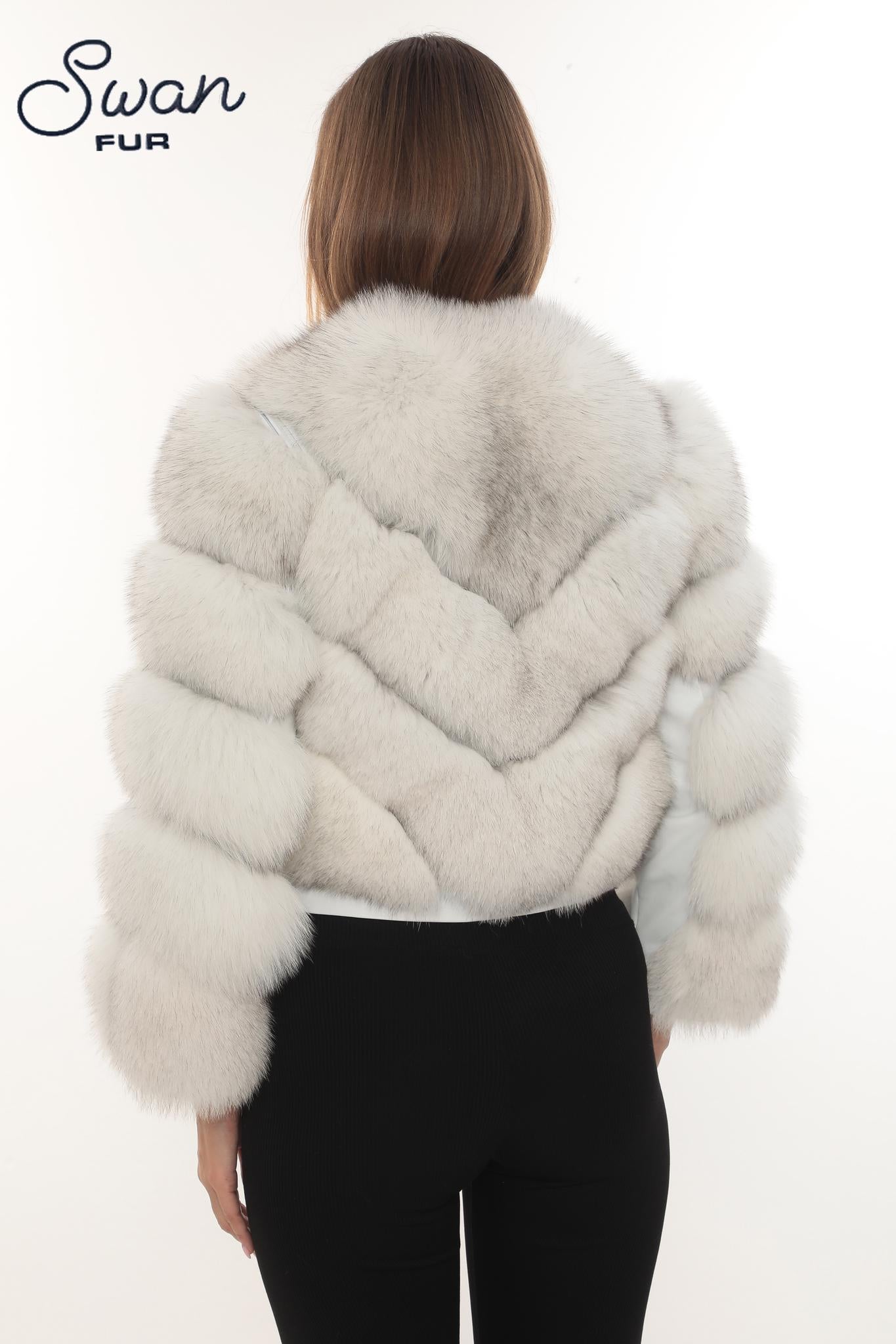 Natural Fox Fur Hooded Coat