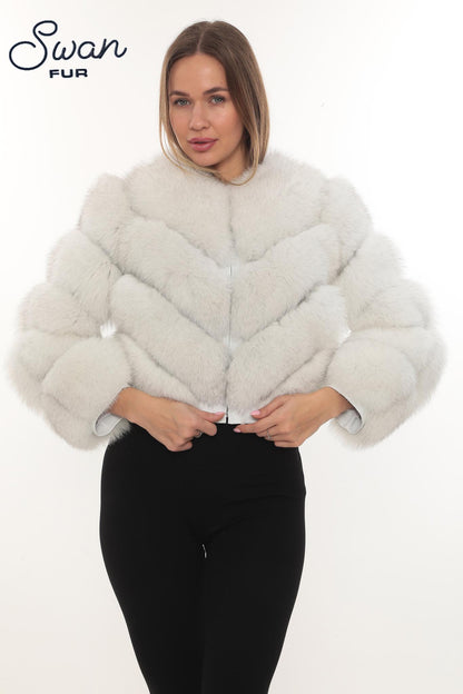 Natural Fox Fur Hooded Coat