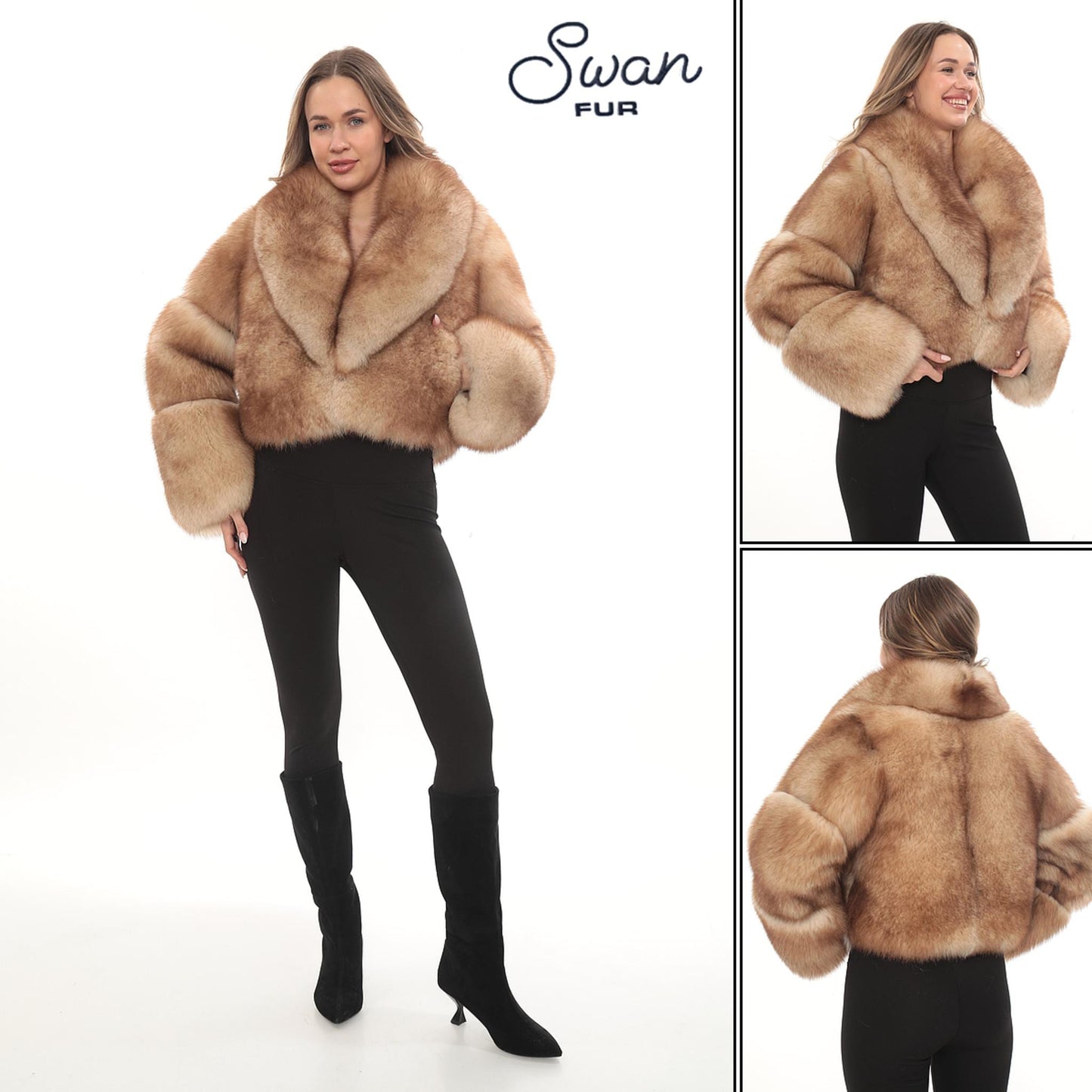 Beige Fox Fur Jacket Women – Handmade Luxury Real Fur Coat, Winter Warm Premium Coat, Elegant Designer Jacket