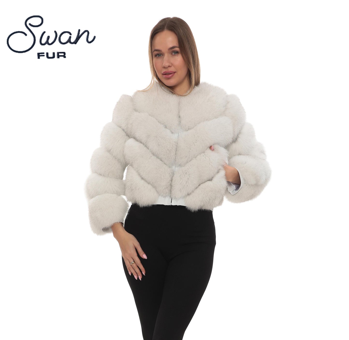 Natural Fox Fur Hooded Coat
