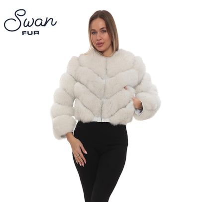 Natural Fox Fur Hooded Coat