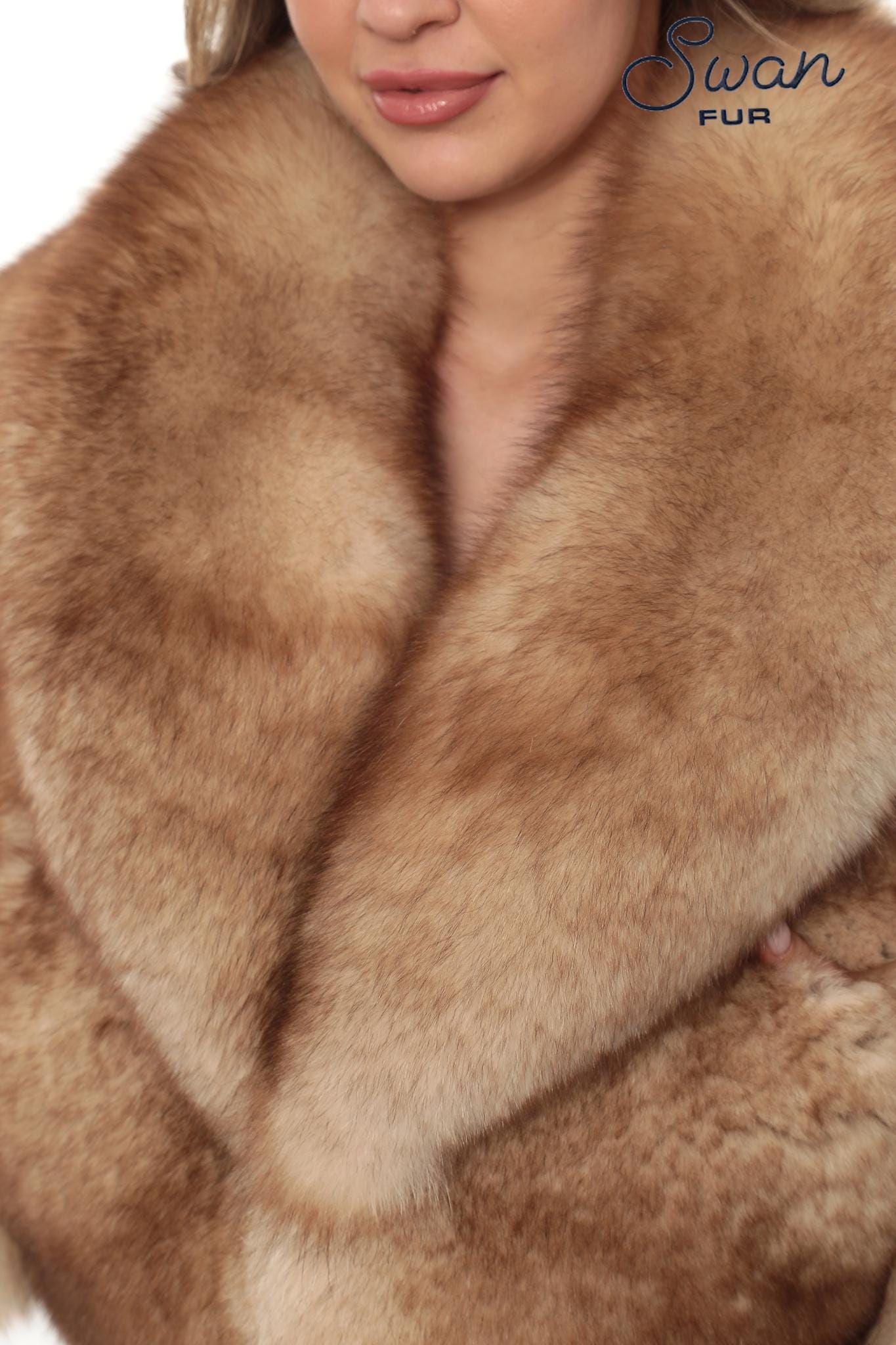 Beige Fox Fur Jacket Women – Handmade Luxury Real Fur Coat, Winter Warm Premium Coat, Elegant Designer Jacket