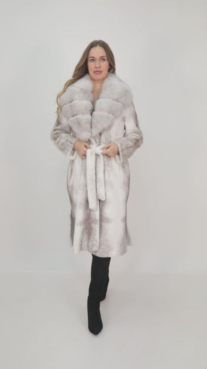 Alcantara Coat with Natural Fox Fur Collar | Luxury Women's Winter Coat