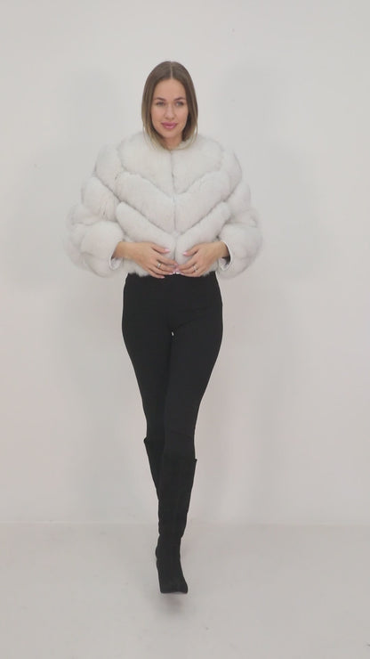 Natural Fox Fur Hooded Coat
