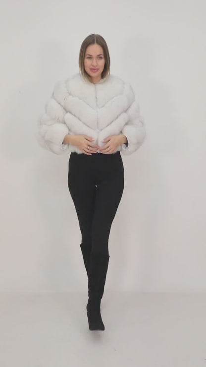 Natural Fox Fur Hooded Coat