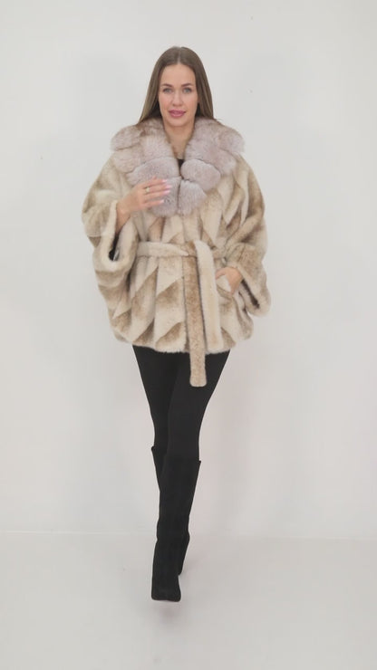 Swan Fur Alcantara Suni Kürk & Doğal Tilki Yaka Ceket
