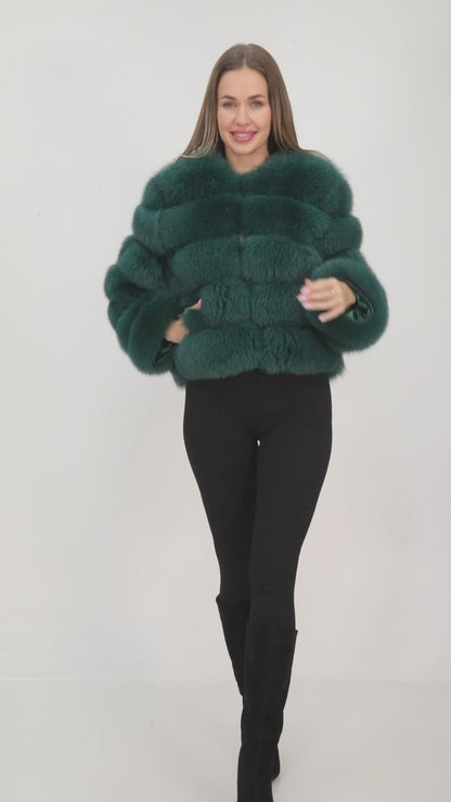 Green Natural Fox Fur Jacket – Swan Fur